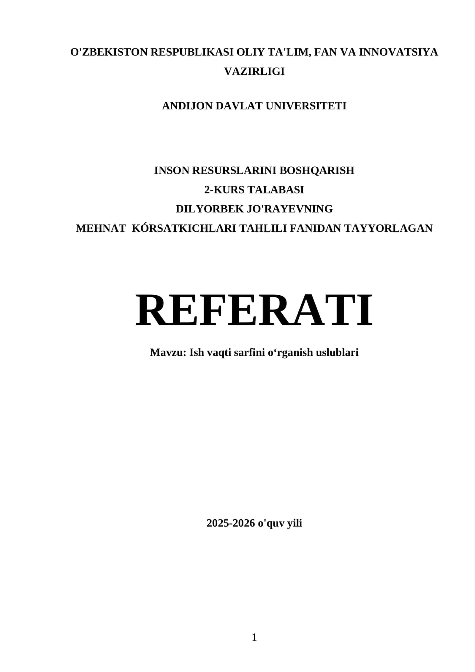 Ish vaqti sarfini o‘rganish uslublari 1