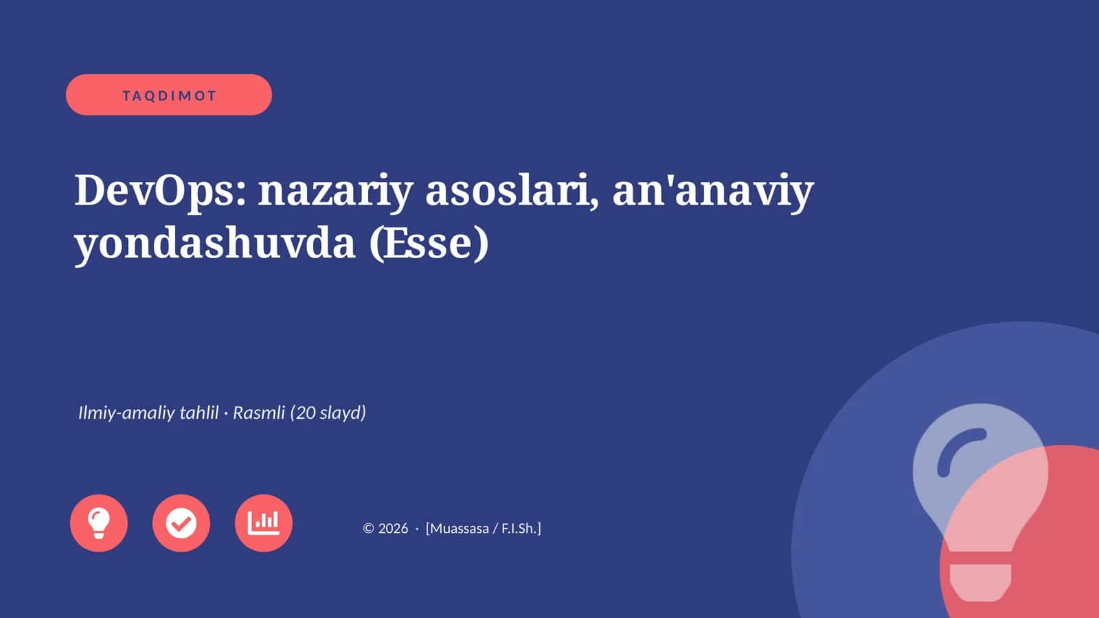 DevOps: nazariy asoslari, an'anaviy yondashuvda (Esse) 1