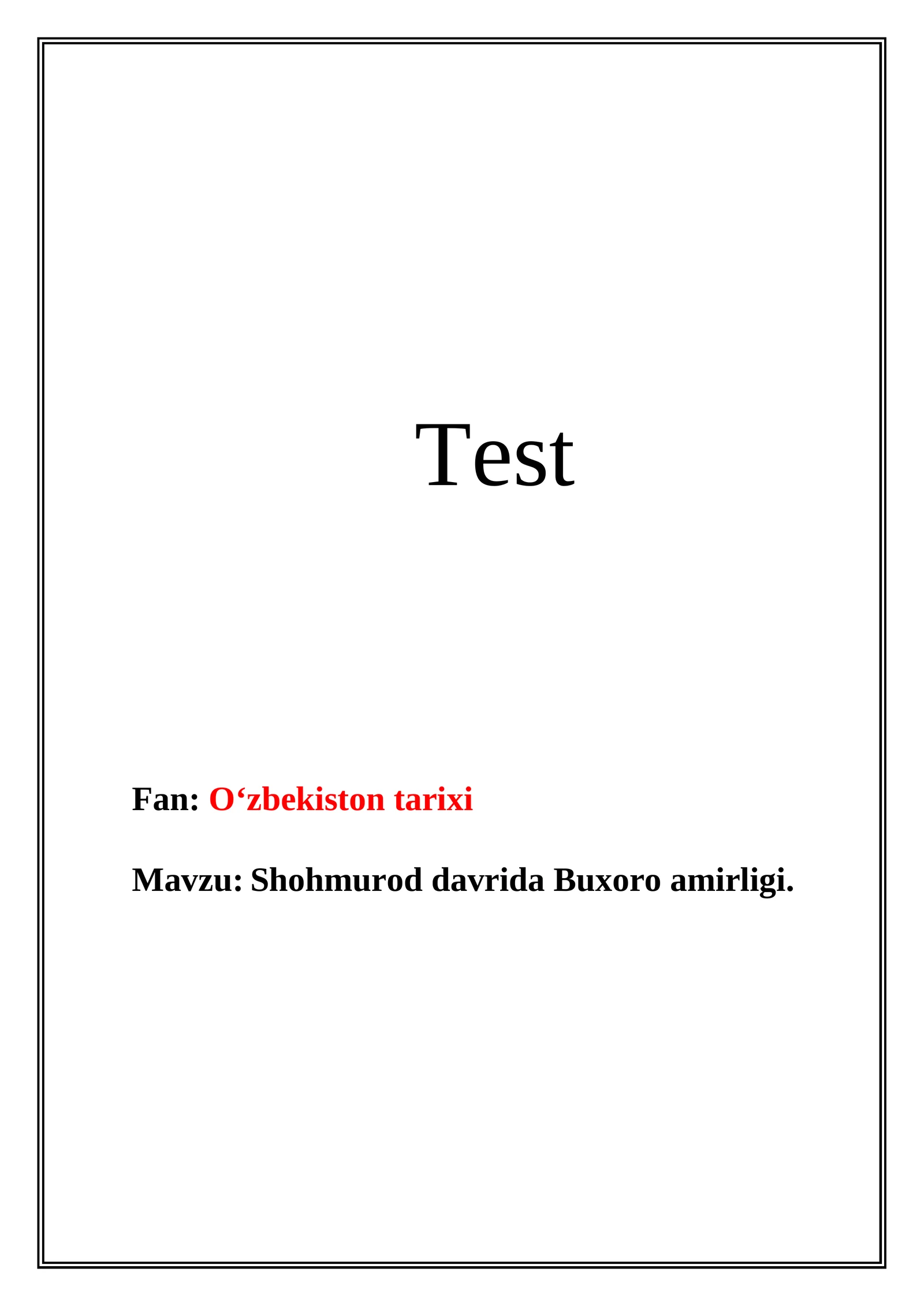 Shohmurod davrida Buxoro amirligi 1