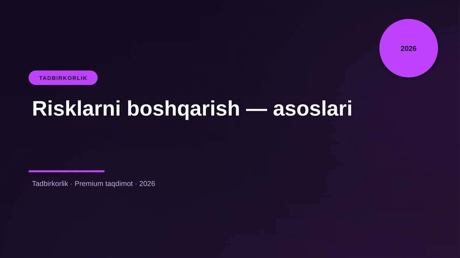 Risklarni boshqarish — asoslari 1