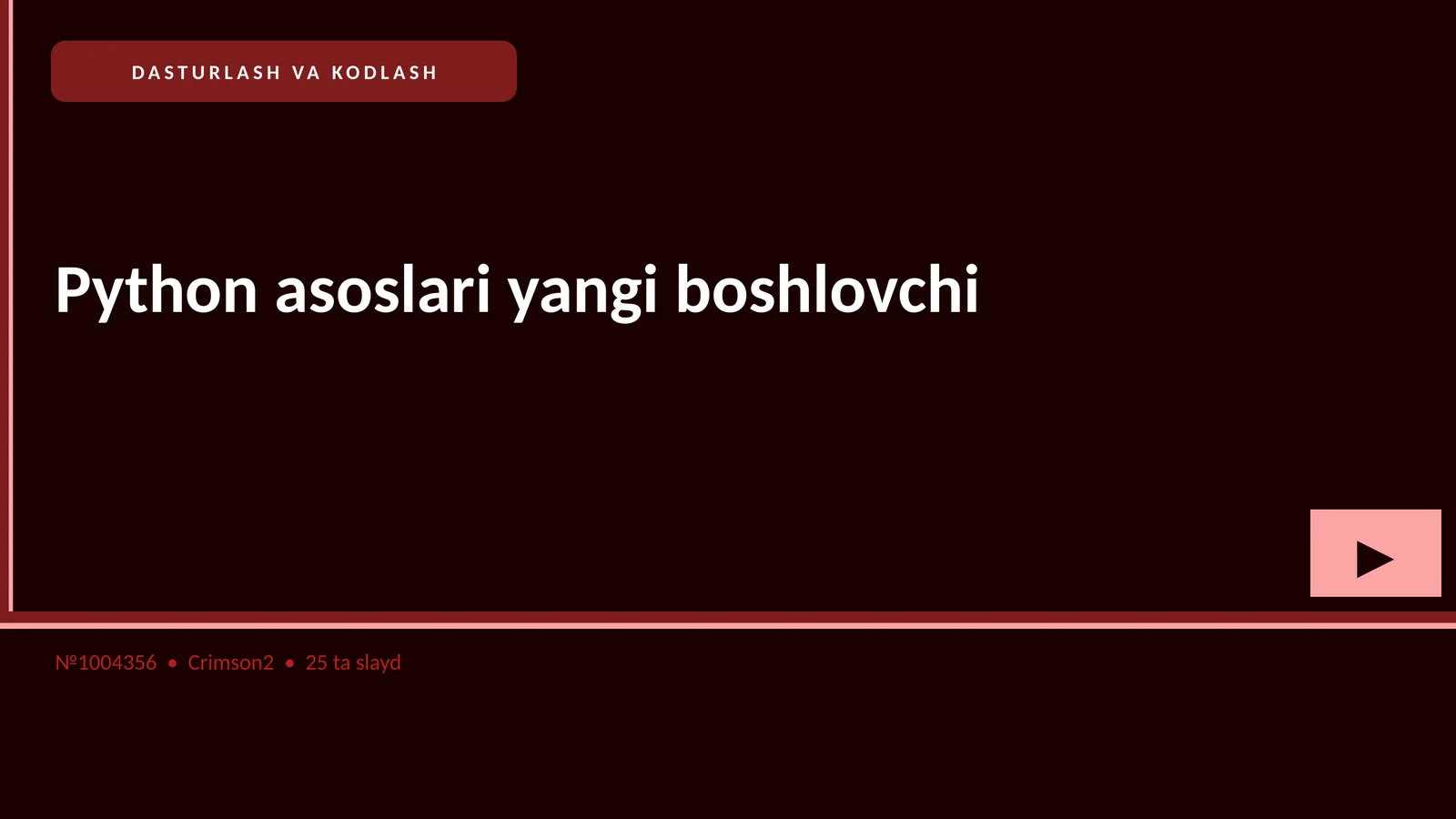 Python asoslari yangi boshlovchi 1