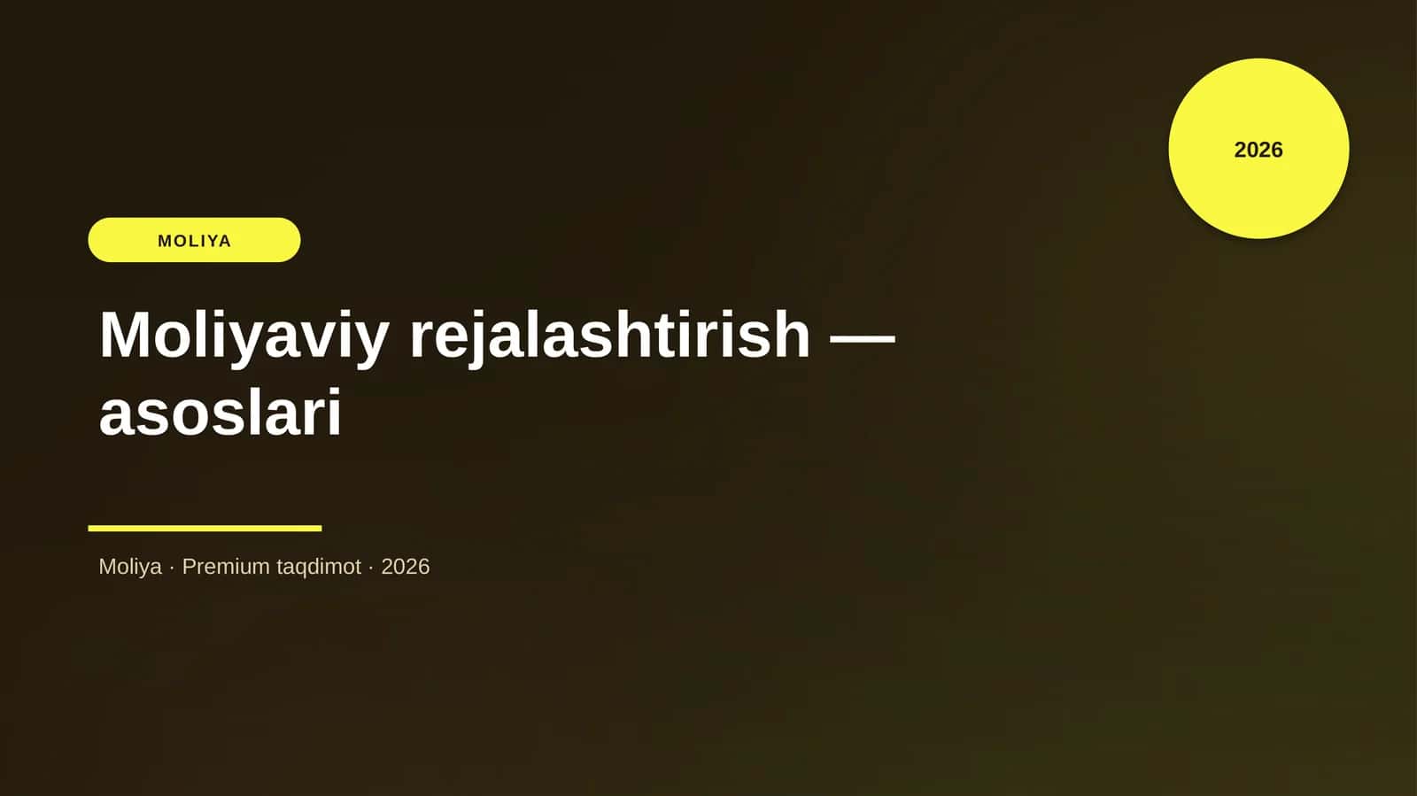 Moliyaviy rejalashtirish — asoslari 1