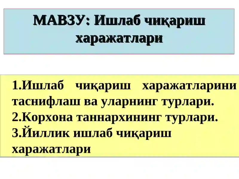 Ишлаб чиқариш харажатлари