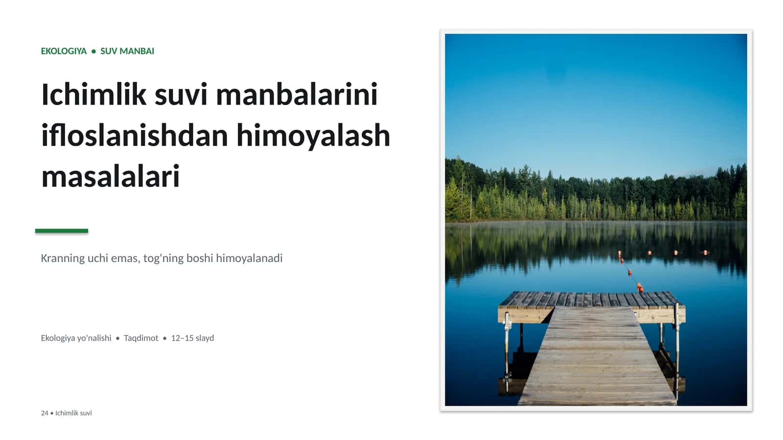 Ichimlik suvi manbalariniifloslanishdan himoyalashmasalalari 1