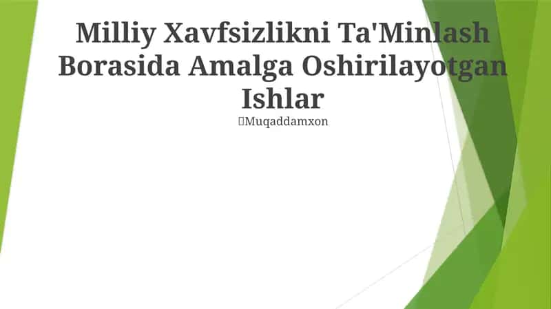 Milliy Xavfsizlikni Ta'Minlash Borasida Amalga Oshirilayotgan Ishlar 1
