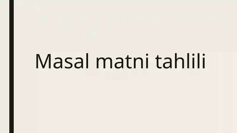 Masal Matni Tahlili