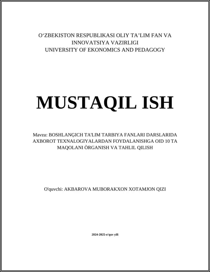 Axborot texnologiyalari va boshlang'ich ta'lim 1