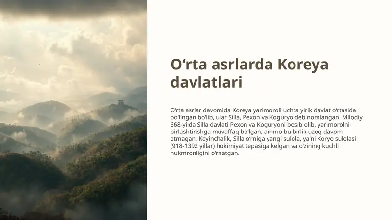 Koreya o'rta asrlarda xayoti 1