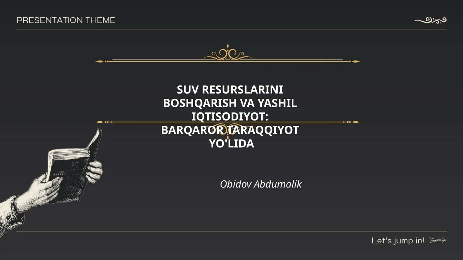 SUV RESURSLARINI BOSHQARISH VA YASHIL IQTISODIYOT: BARQAROR TARAQQIYOT YO'LIDA 1