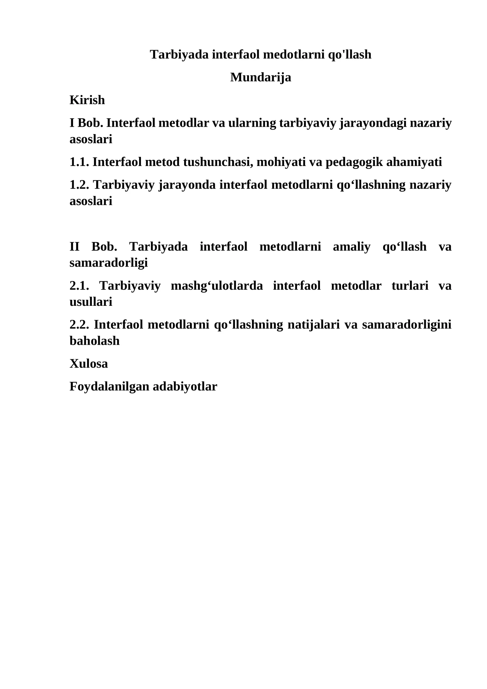 Tarbiyada interfaol medotlarni qo'llash 1