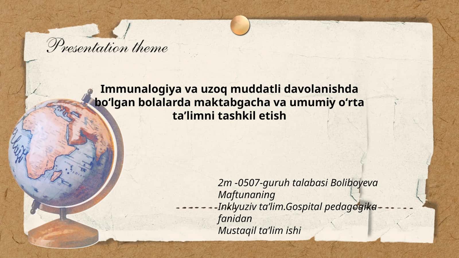 Immunalogiya va uzoq muddatli davolanishda boʻlgan bolalarda maktabgacha va umumiy oʻrta taʼlimni tashkil etish 1