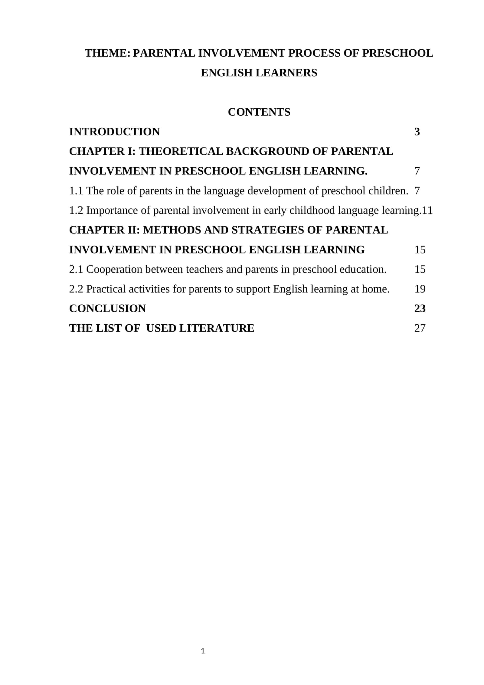 PARENTAL INVOLVEMENT PROCESS OF PRESCHOOL ENGLISH LEARNERS 1