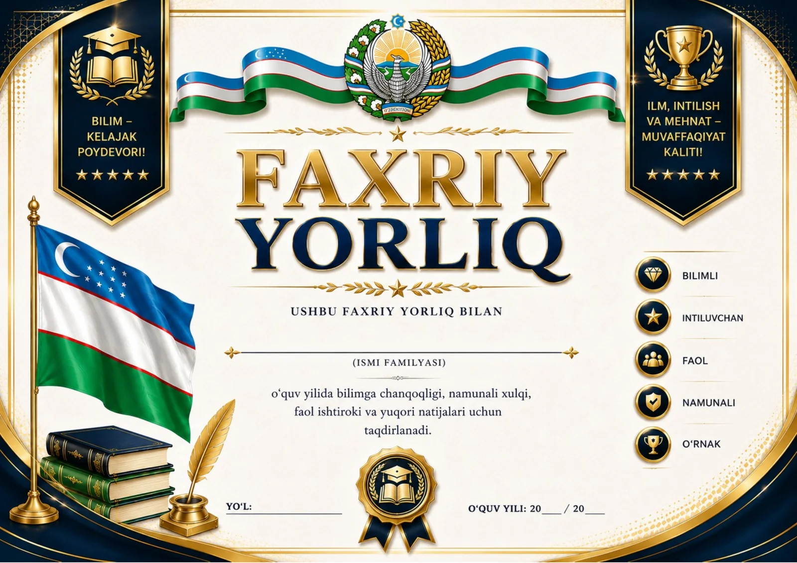 FAXRIY YORLIQ MAKTAB O'QUVCHILARI UCHUN 1