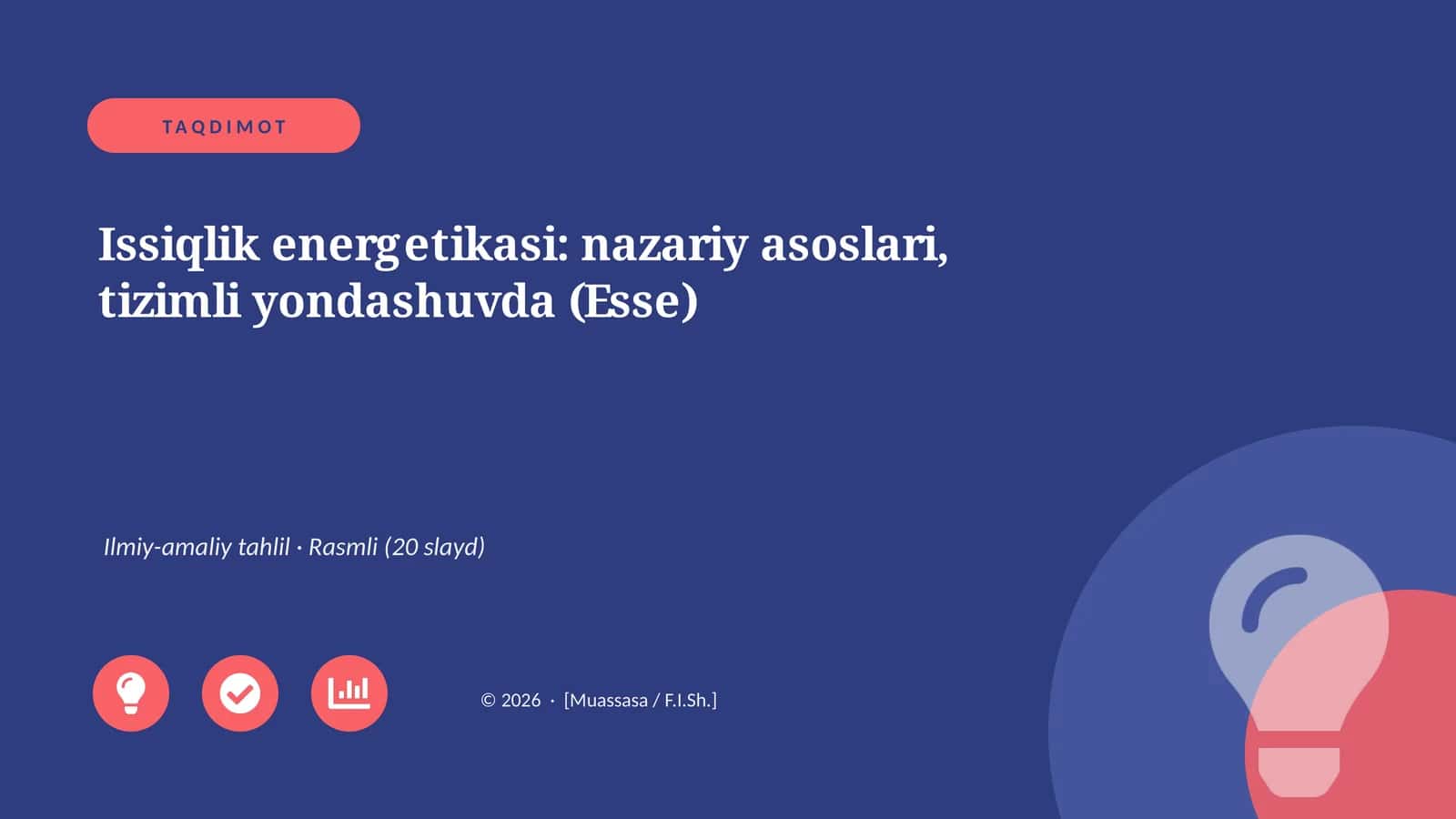 Issiqlik energetikasi: nazariy asoslari, tizimli yondashuvda (Esse) 1