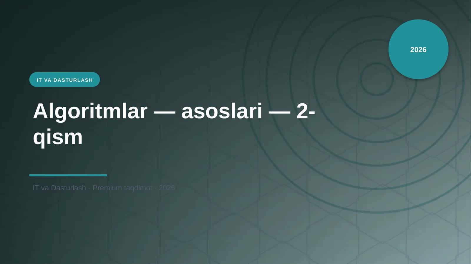 Algoritmlar — asoslari — 2-qism 1