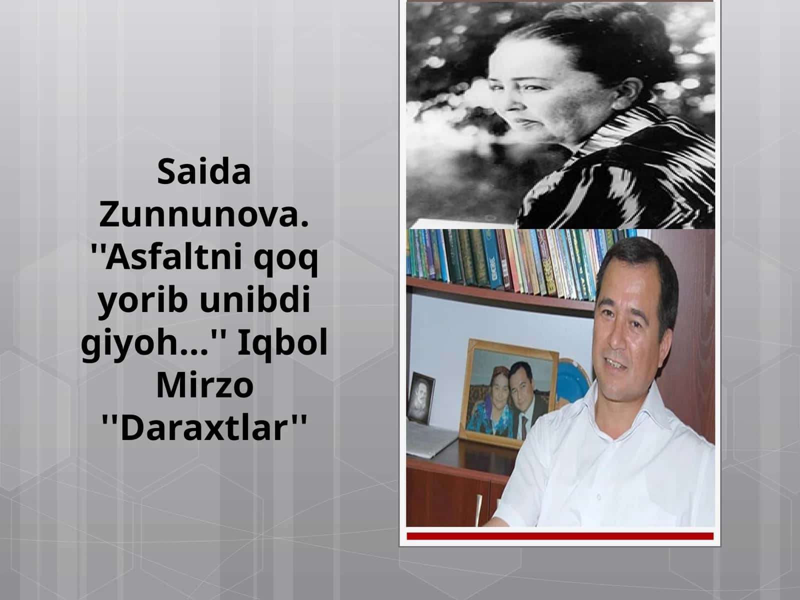 “Asfaltni qoq yorib unibdi giyoh...” va “Daraxtlar” she’rlarini qiyoslab tahlil qilish 1