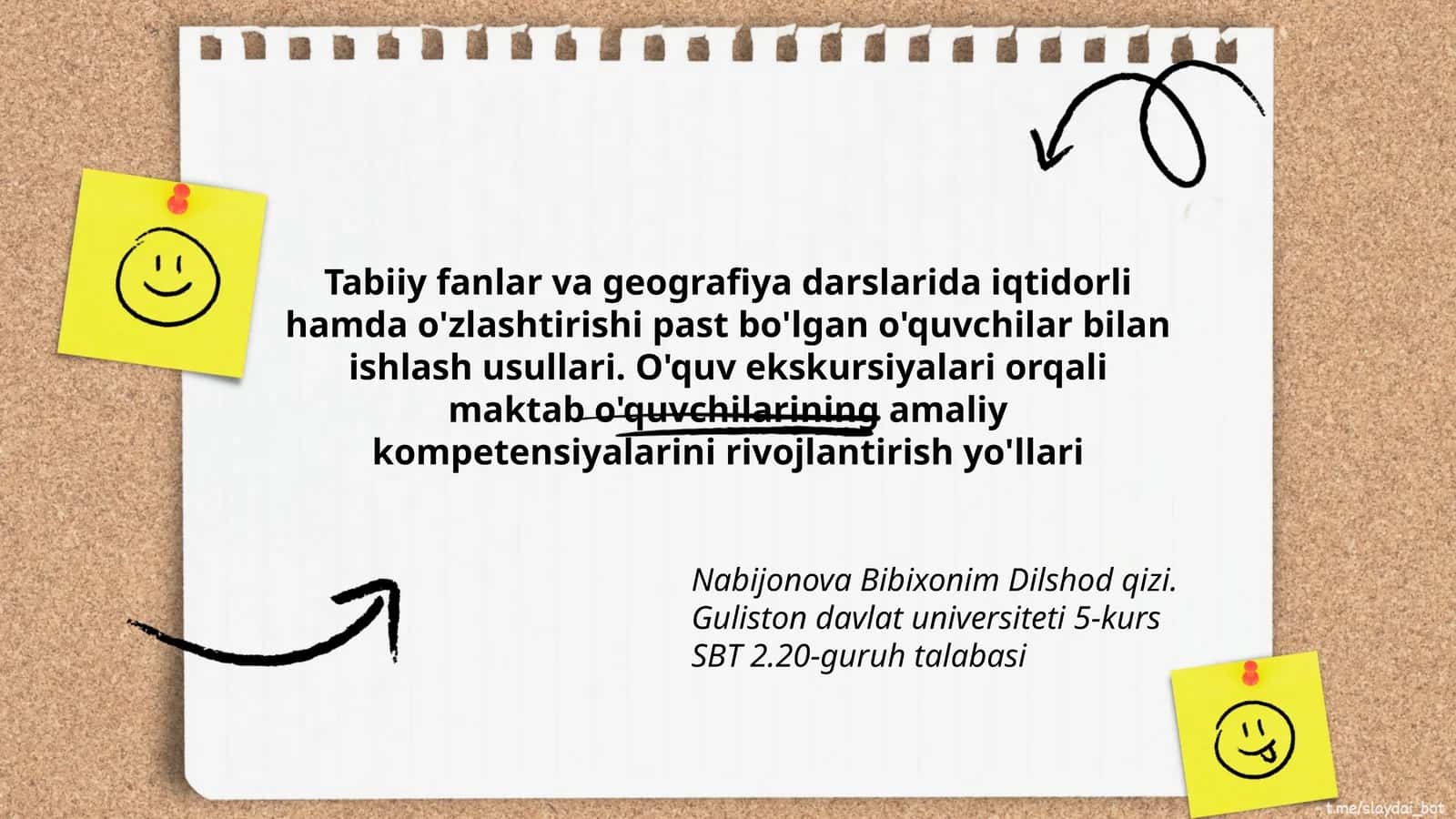 Tabiiy fanlar va geografiya darslarida iqtidorli hamda o'zlashtirishi past bo'lgan o'quvchilar bilan ishlash usullari 1