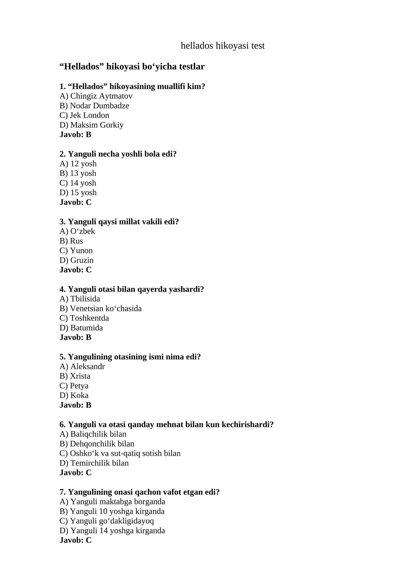 "Hellados hikoyasi test" 1