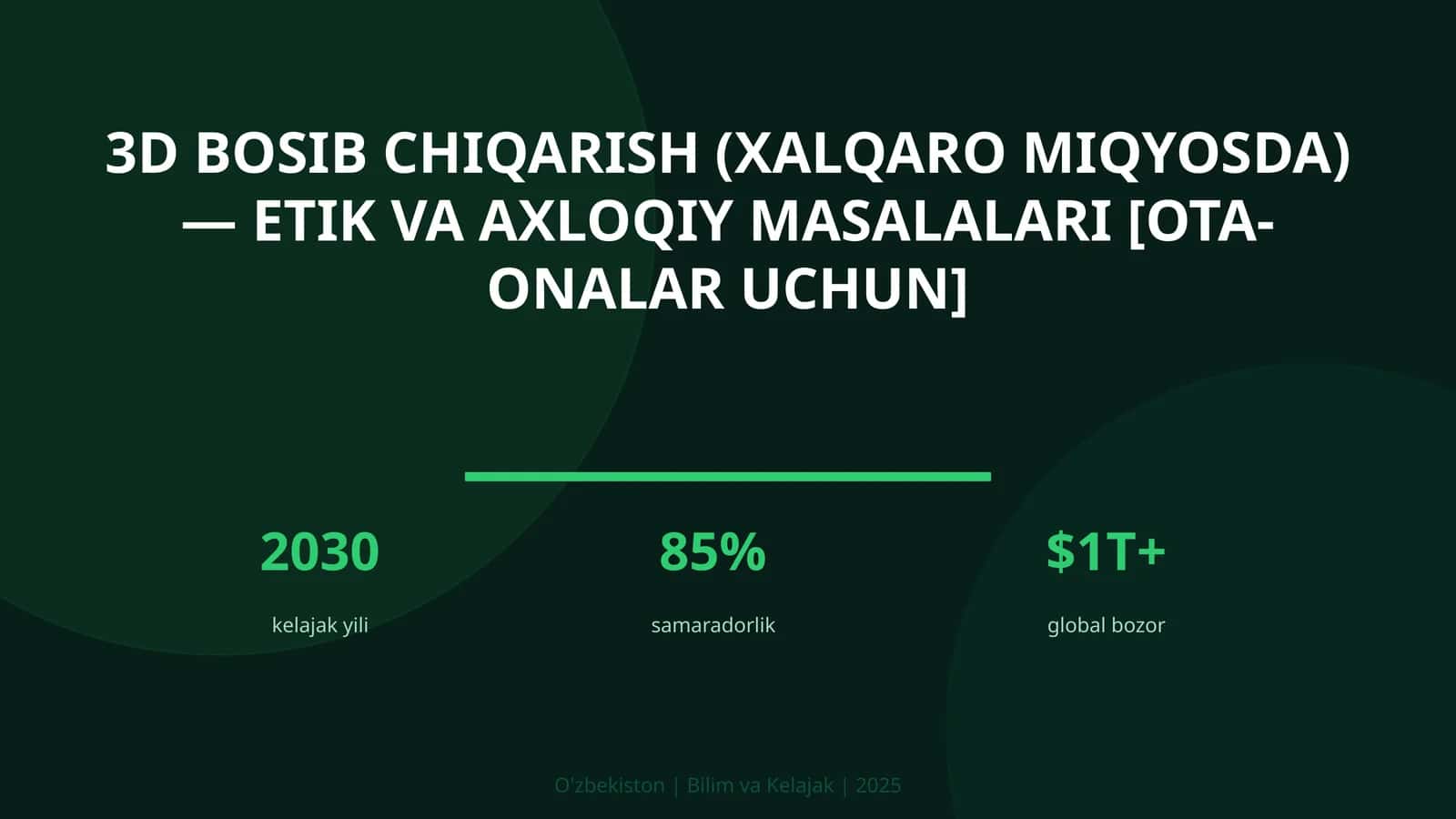 3D BOSIB CHIQARISH (XALQARO MIQYOSDA) — ETIK VA AXLOQIY MASALALARI [OTA-ONALAR UCHUN] 1