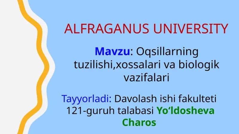 Oqsillarning tuzilishi, xossalari va biologik vazifalari 1