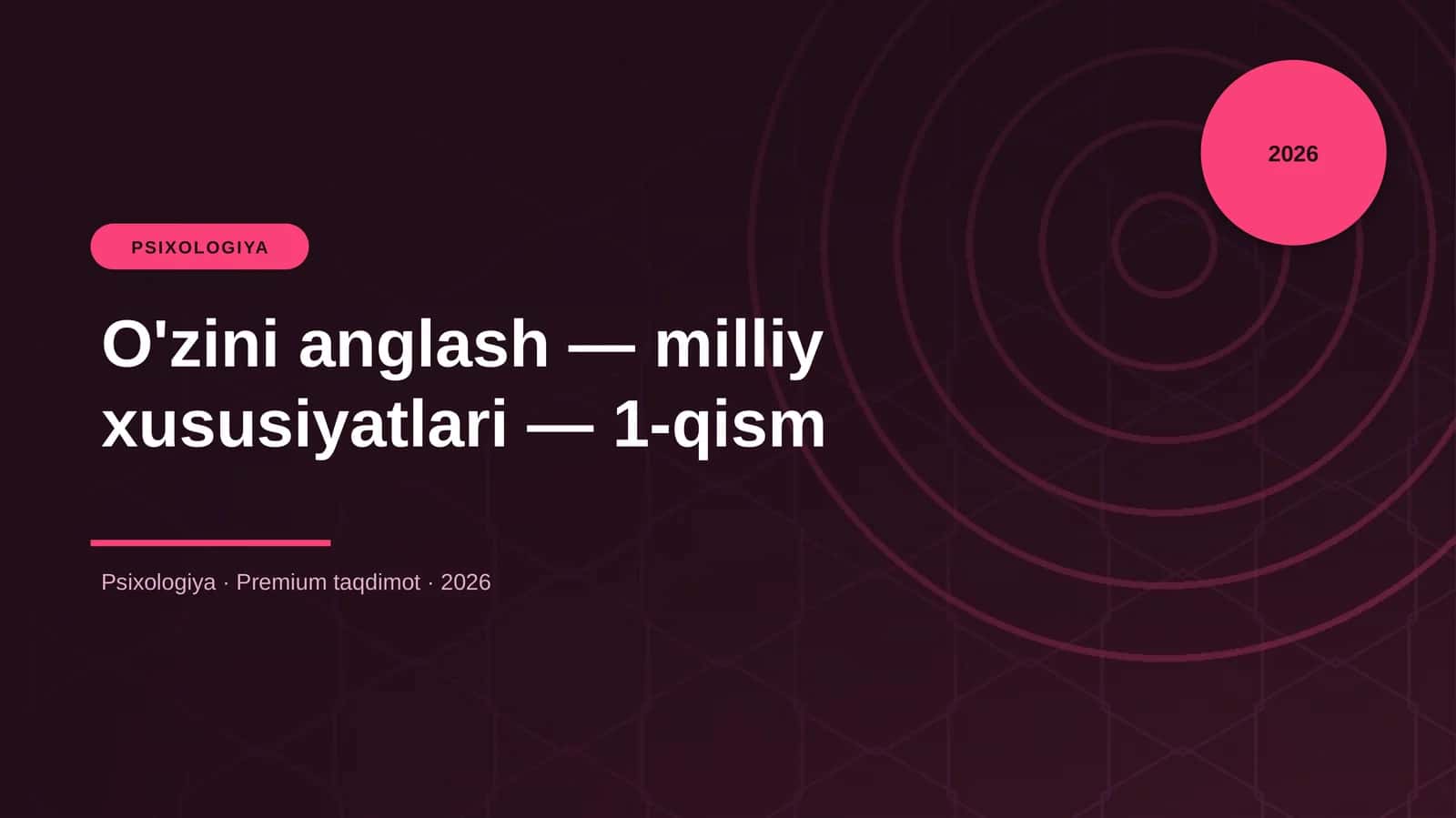 O'zini anglash — milliy xususiyatlari — 1-qism 1