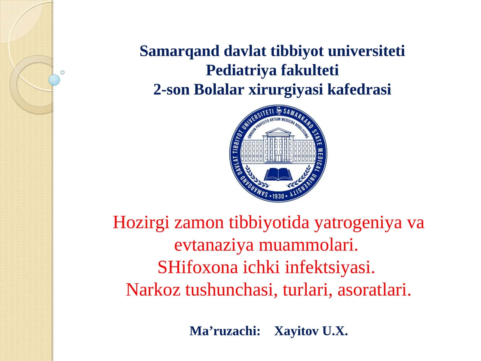 Hоzirgi zаmоn tibbiyotidа yatrоgеniya vа evtаnаziya muаmmоlаri 1