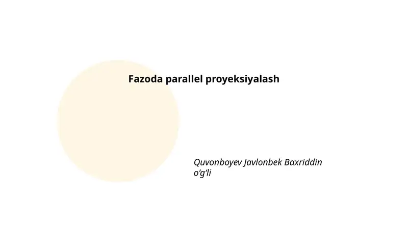 Fazoda parallel proyeksiyalash 1