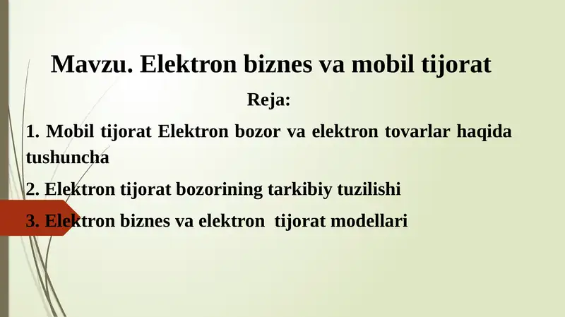 Mobil tijorat Elektron bozor va elektron tovarlar haqida tushuncha 1