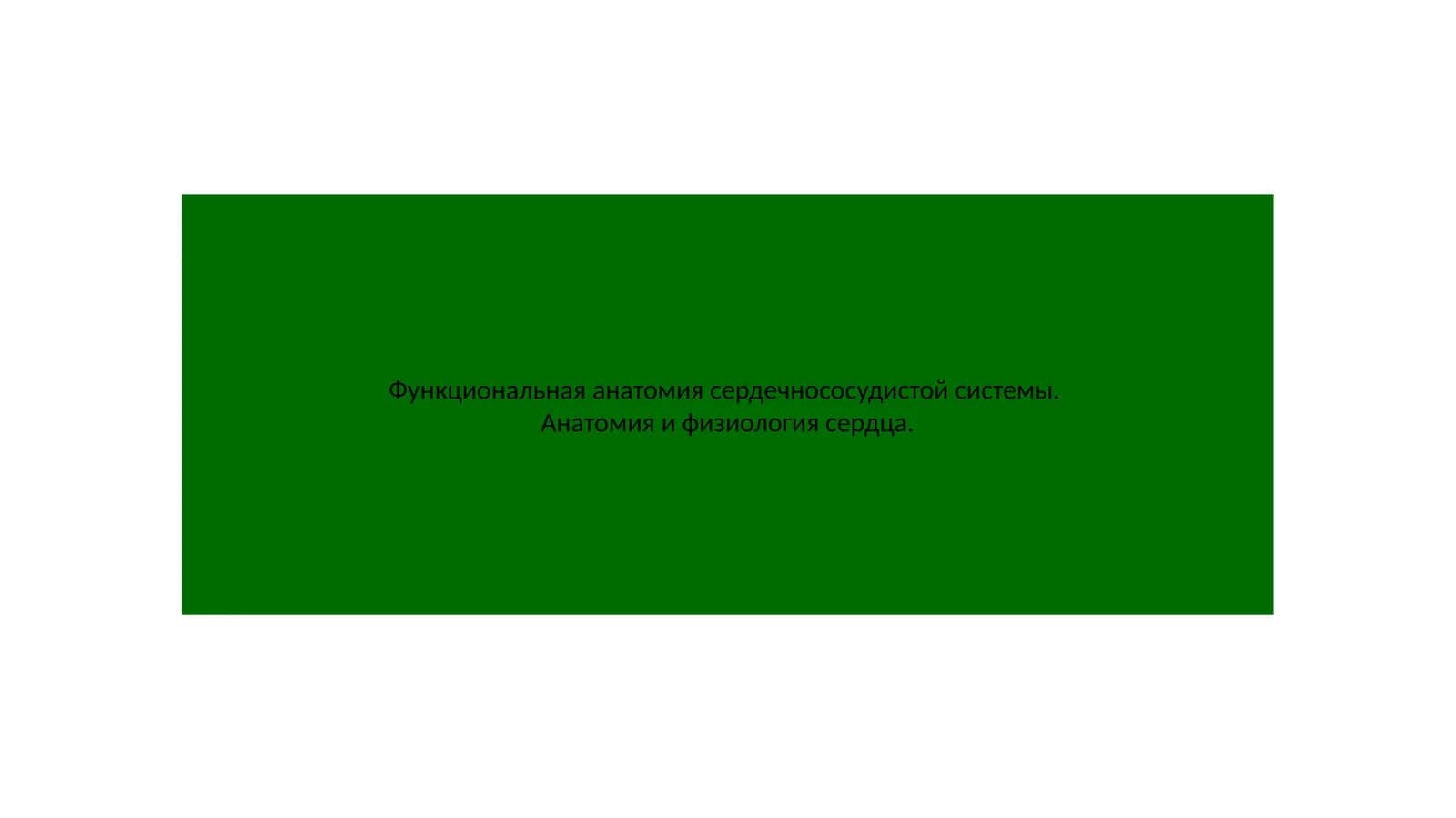 Функциональная анатомия сердечнососудистой системы 1