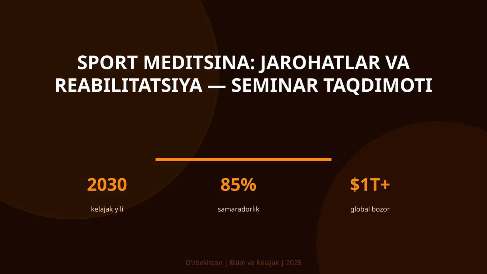 Sport meditsina: jarohatlar va reabilitatsiya — seminar taqdimoti 1