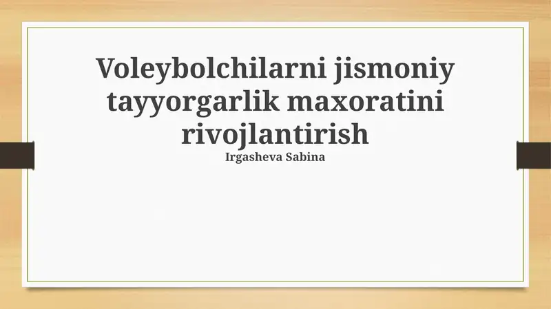 Jismoniy Tayyorgarlik Maxorati 1