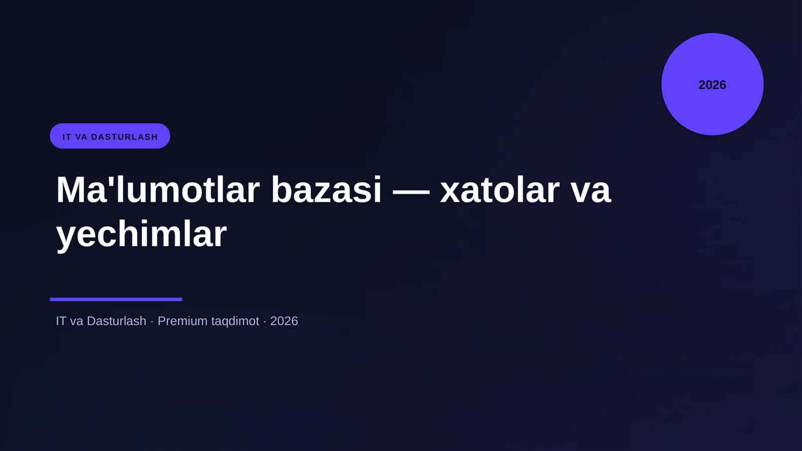 Ma'lumotlar bazasi — xatolar va yechimlar 1