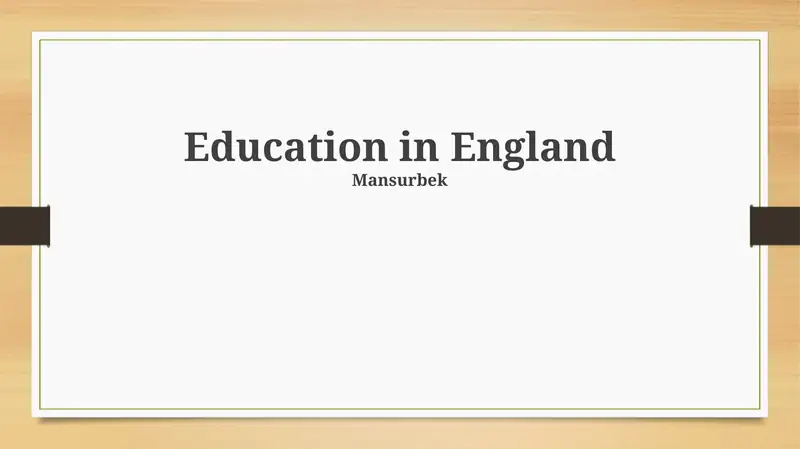 Education in England 1