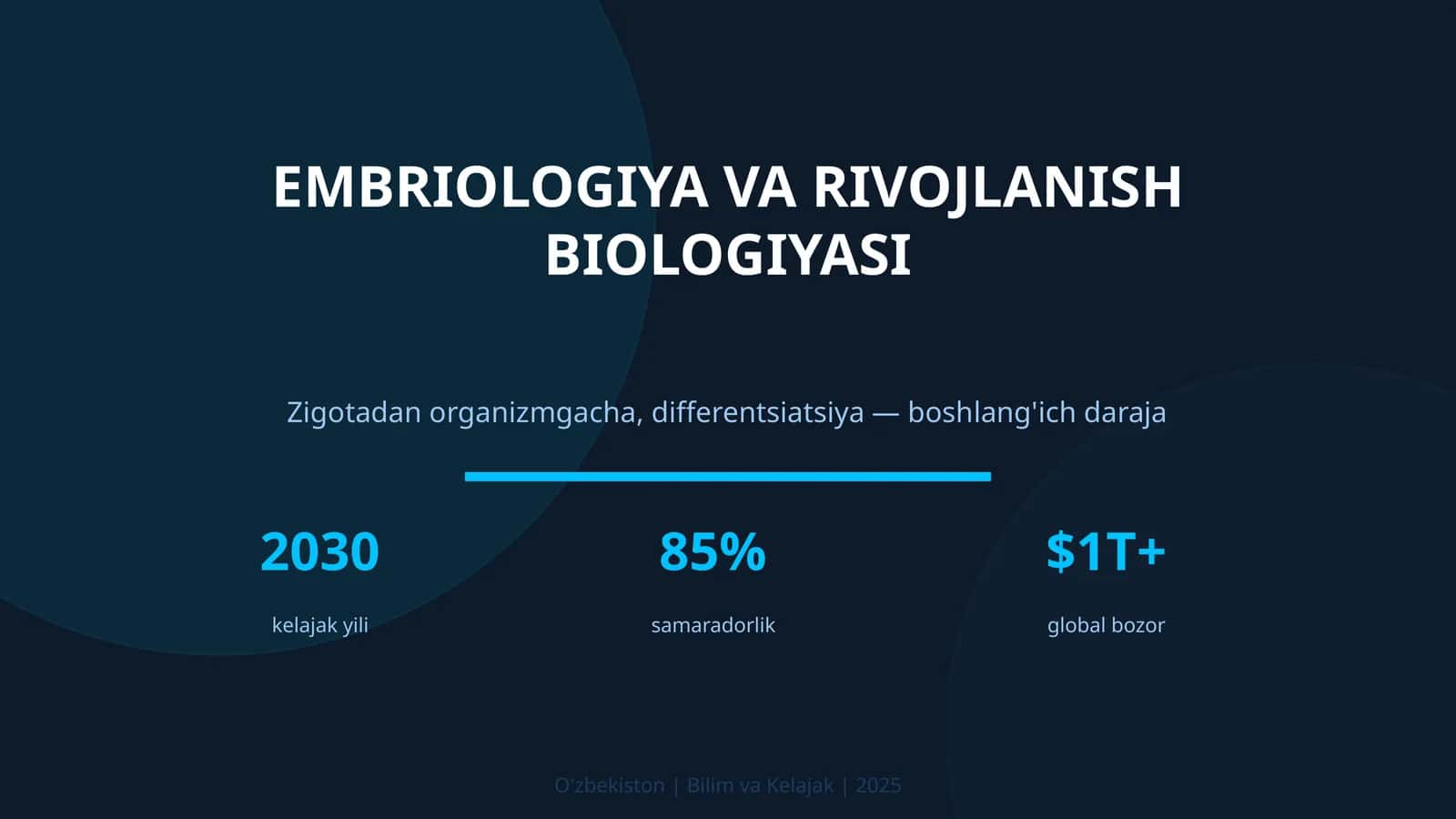 EMBRIOLOGIYA VA RIVOJLANISH BIOLOGIYASI 1