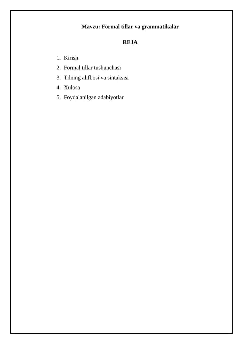Formal tillar va grammatikalar 1
