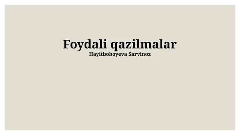 Foydali Qazilmalar 1
