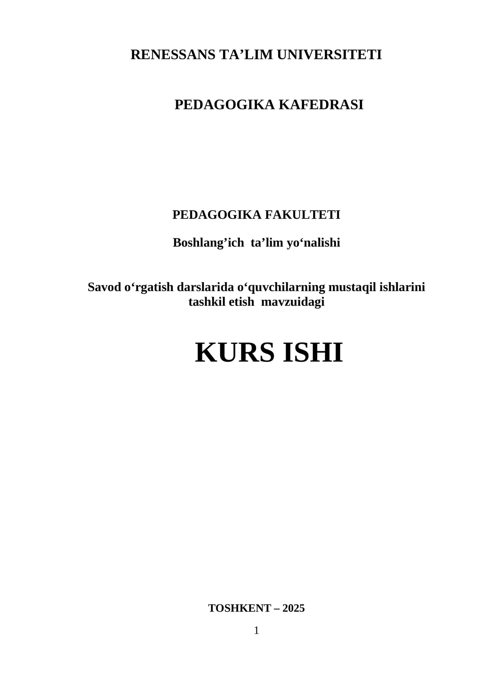 Savod oʻrgatish darslarida oʻquvchilarning mustaqil ishlarini tashkil etish 1