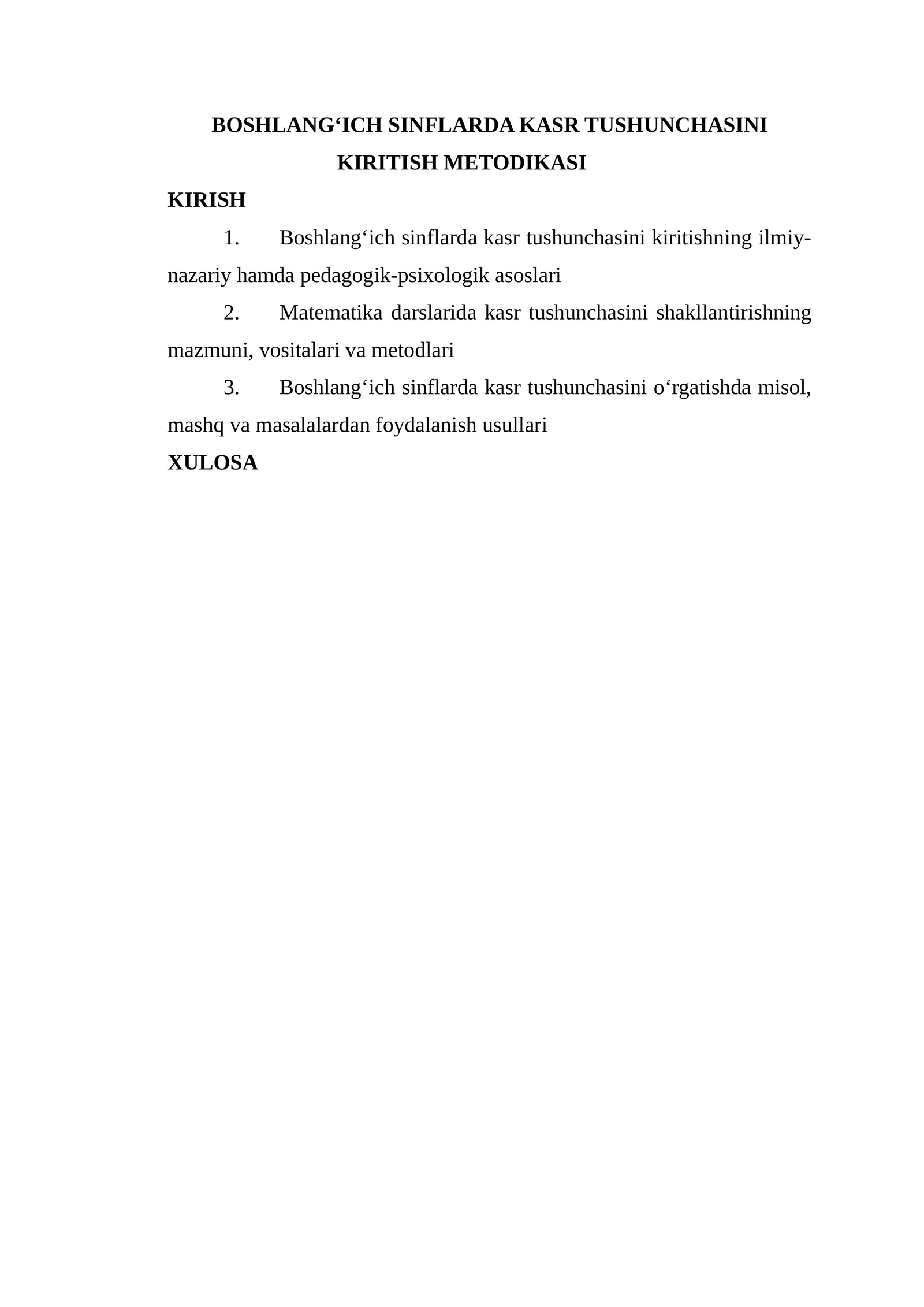 Boshlang‘ich sinflarda kasr tushunchasini kiritish metodikasi 1
