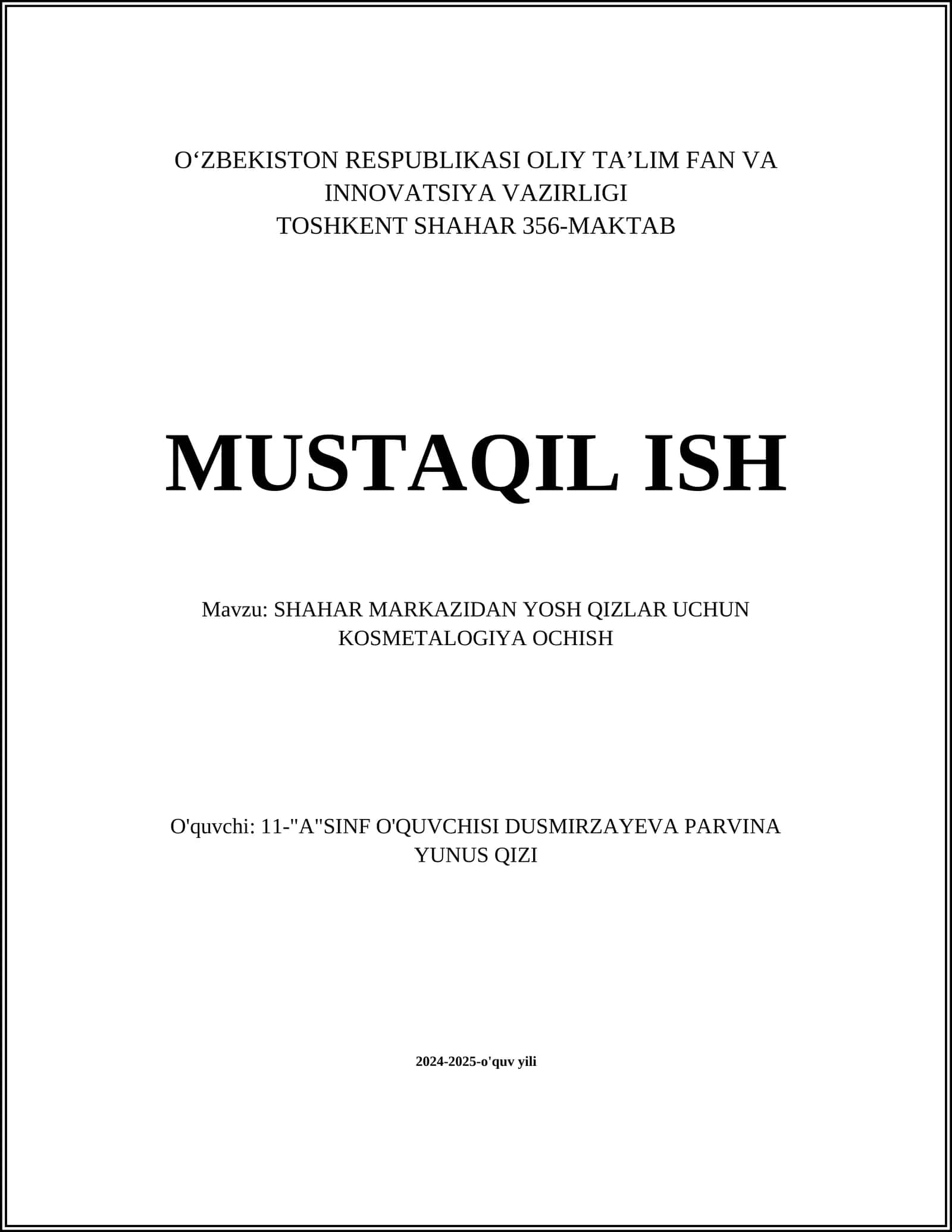 SHAHAR MARKAZIDAN YOSH QIZLAR UCHUN KOSMETALOGIYA OCHISH 1