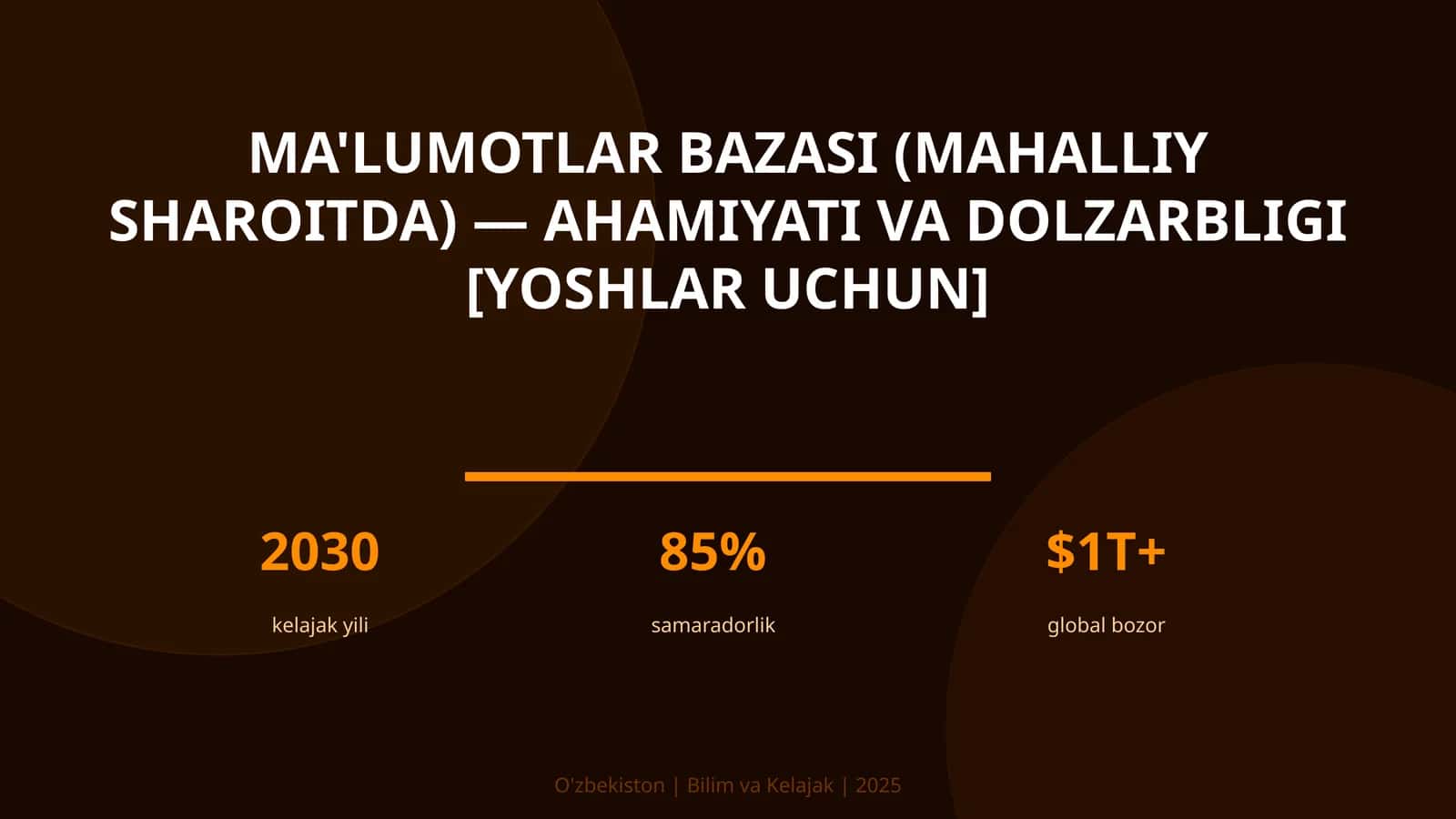 Ma'lumotlar bazasi (mahalliy sharoitda) — ahamiyati va dolzarbligi [yoshlar uchun] 1