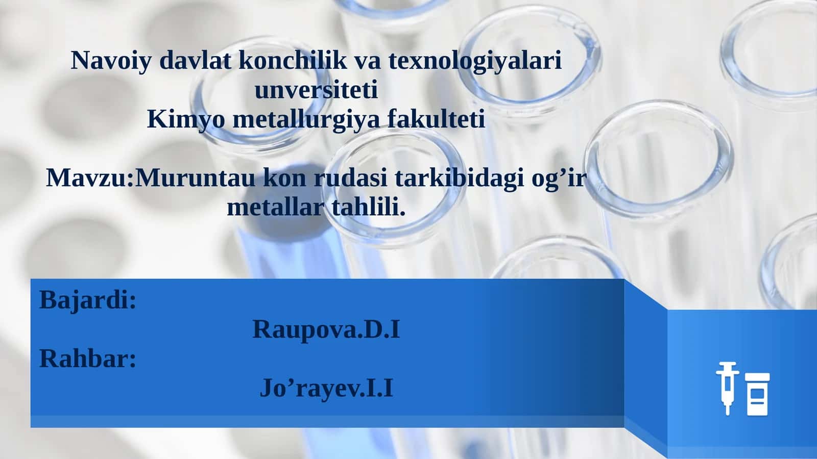 Muruntau kon rudasi tarkibidagi og'ir metallar tahlili 1