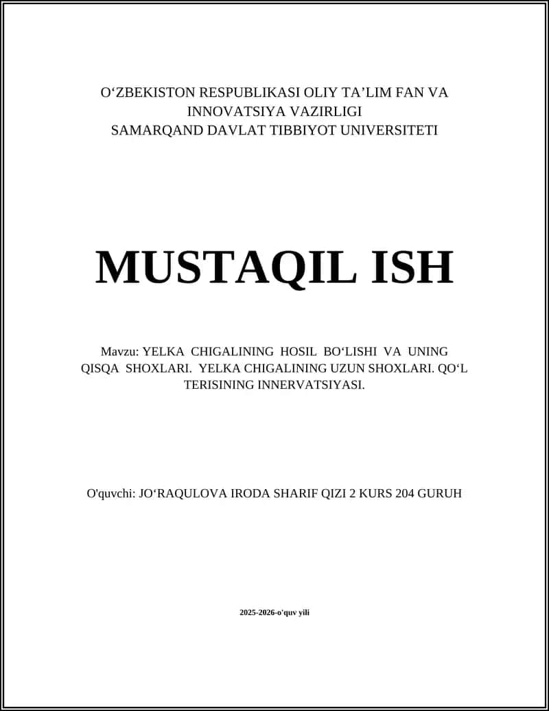 YELKA CHIGALINING HOSIL BO‘LISHI VA UNING QISQA SHOXLARI 1
