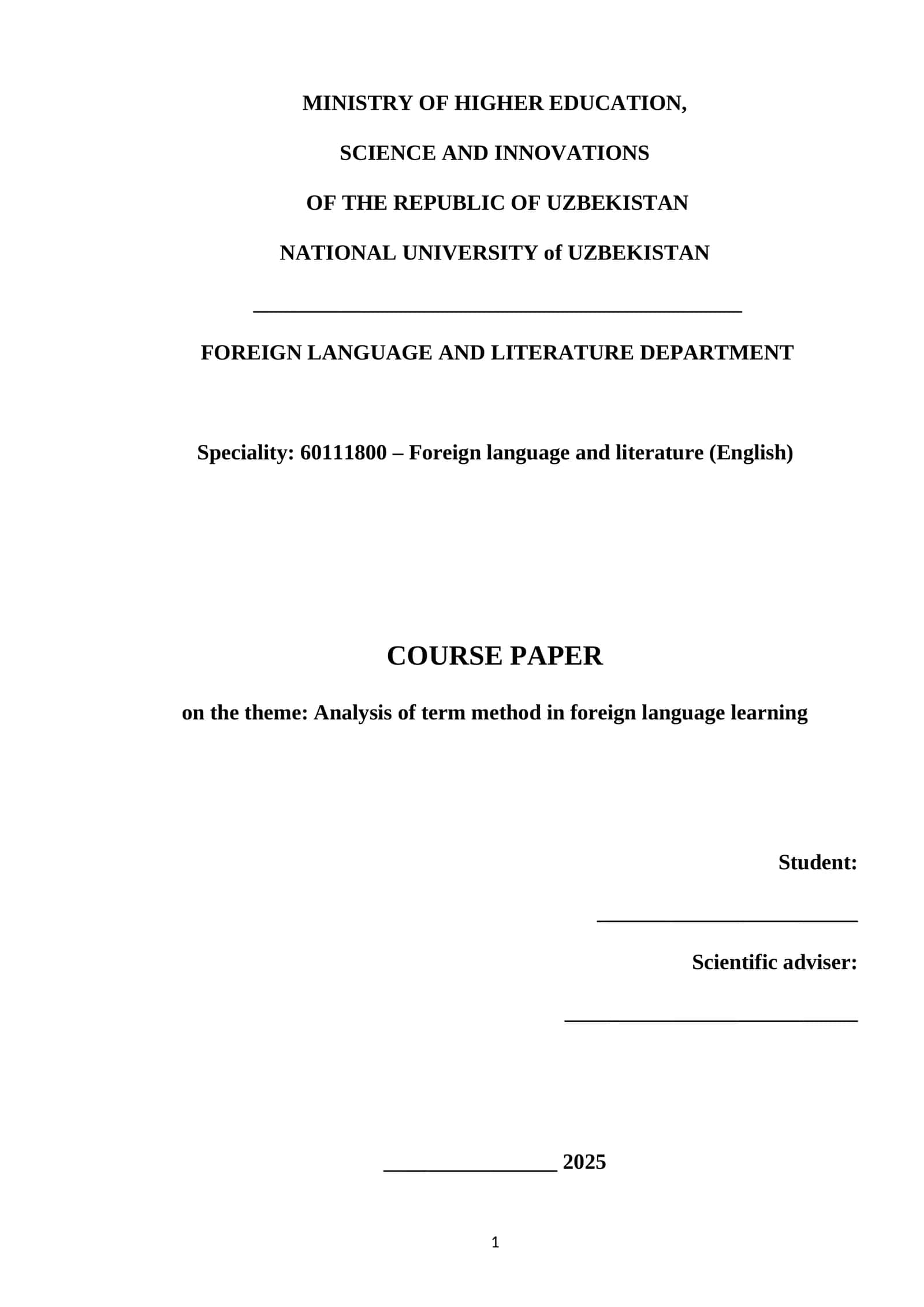 Analysis of Term Method in Foreign Language Learning 1