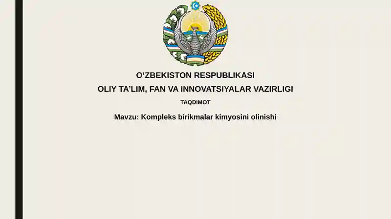 Kompleks birikmalarning kimyosini olinishi