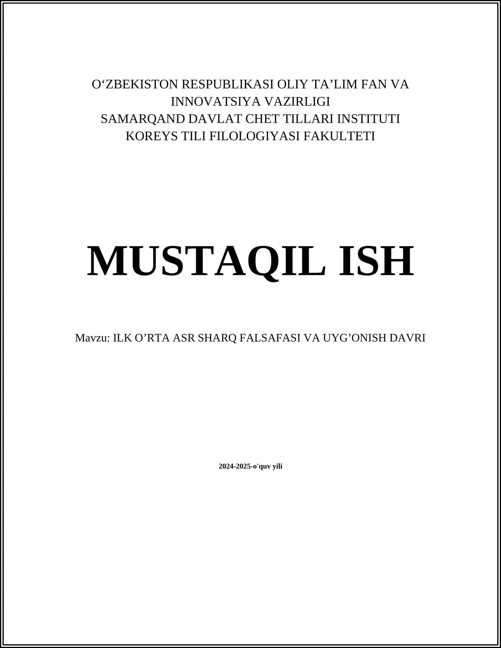 ILK O’RTA ASR SHARQ FALSAFASI VA UYG’ONISH DAVRI 1