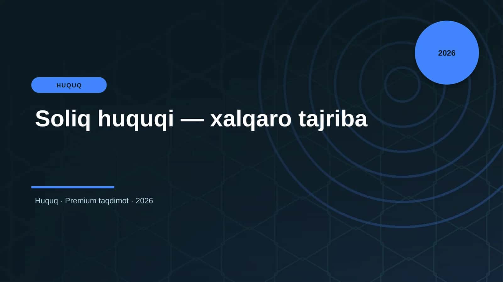 Soliq huquqi — xalqaro tajriba 1