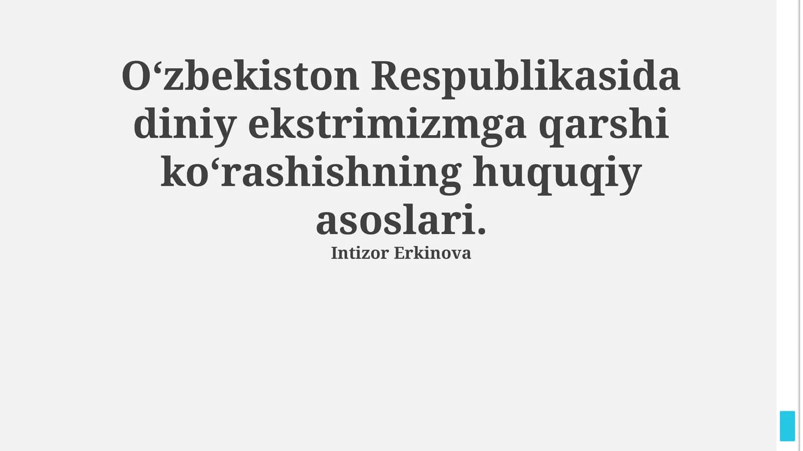Oʻzbekiston Respublikasida diniy ekstrimizmga qarshi koʻrashishning huquqiy asoslari 1