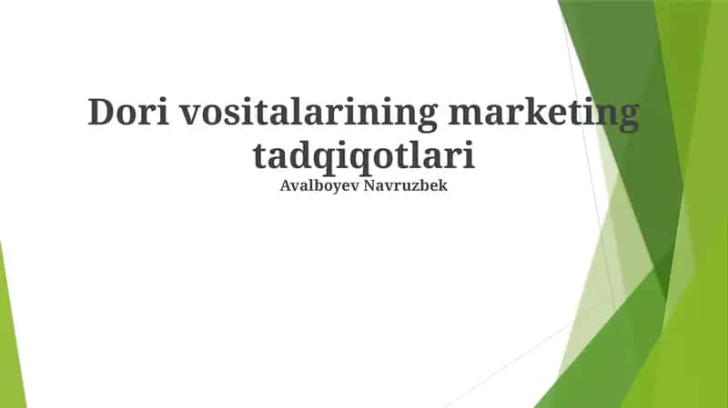 Dori vositalarining marketing tadqiqotlari 1