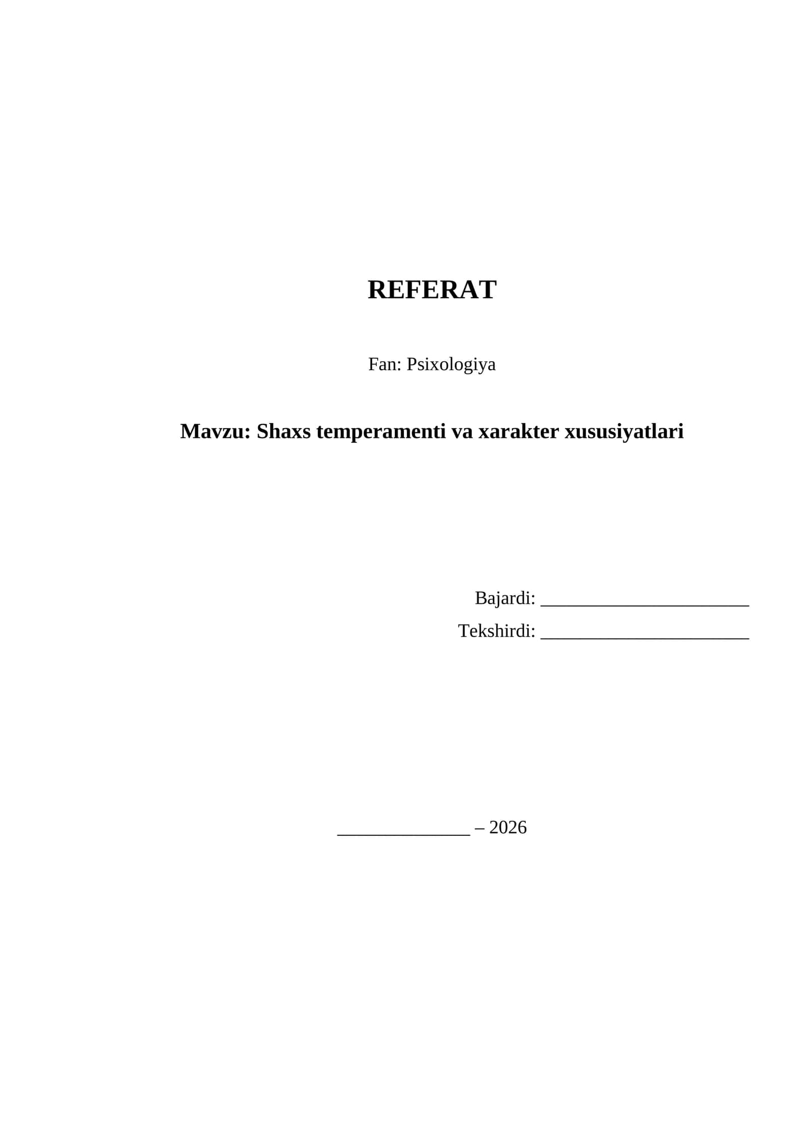 Shaxs temperamenti va xarakter xususiyatlari 1