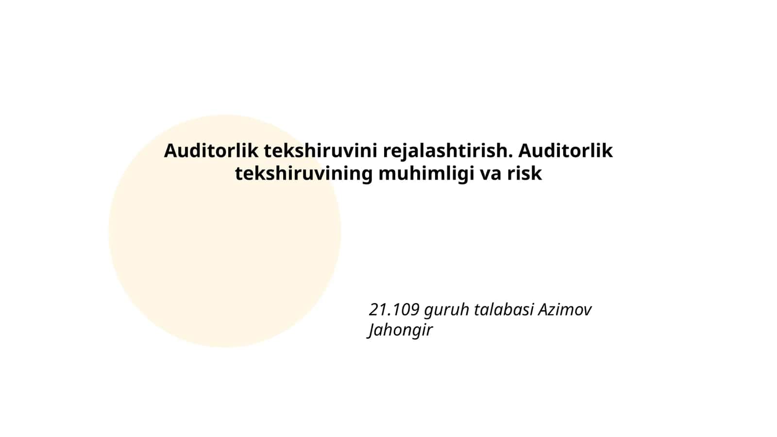 Auditorlik tekshiruvini rejalashtirish 1
